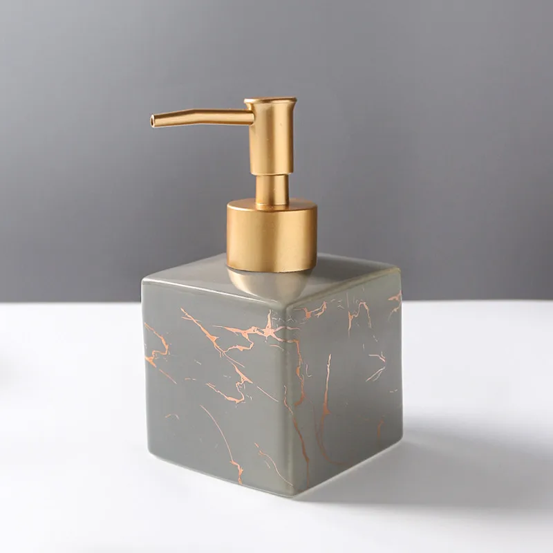 

Ceramic Liquid Soap Dispenser Bathroom Shampoo Shower Gel Bottle 304 SUS Press Type Head For KTV Salon Bone China Bath Hardware