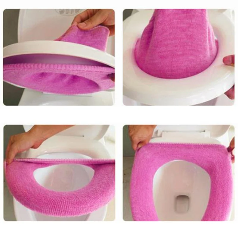 Toilet Seat Case Warmer Toilet Accessories Pedestal Pan Cushion Pads Washable Seat Covers Random Color Covers 1Pc