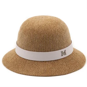 Женская шапка для раковины осень/зима синельная Лучшая шляпа вязаная Рыбацкая шляпа женская модная Панама с бантом оптовая продажа