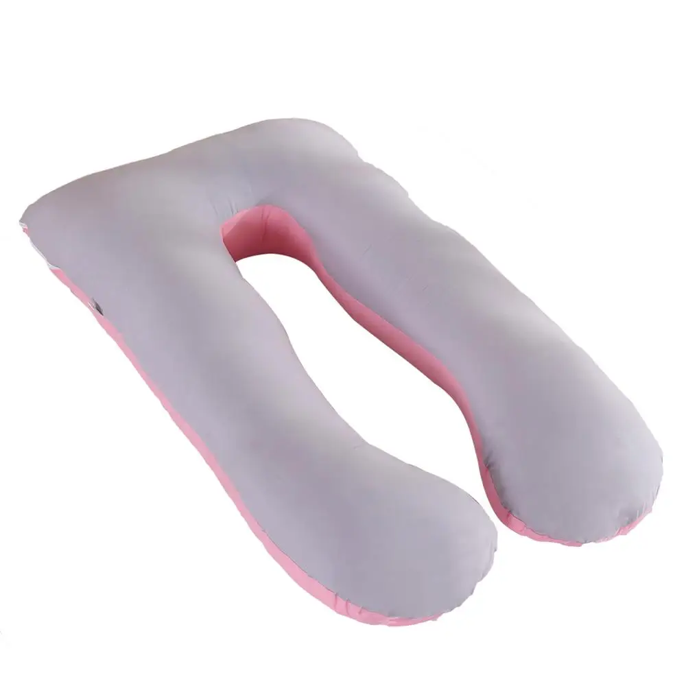 Подушка для сна, комфортная, мягкая, чистый хлопок, ткань для беременных, наволочка, хлопок, с принтом, чехол, u-образная Подушка для беременных - Цвет: Pink Grey