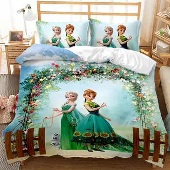 

3D printing Elsa kids anime twin bedding set luxury sweet girl children pink bed sets queen king size comforter set duvet cover