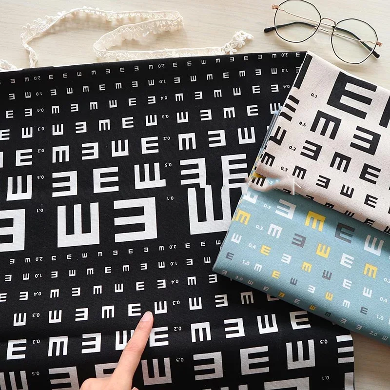 110cm Wide Eye Chart Print Cotton Fabric Thick Imitation Linen Children's Fabrics for Sewing Accessories DIY Patchwork Material | Дом и