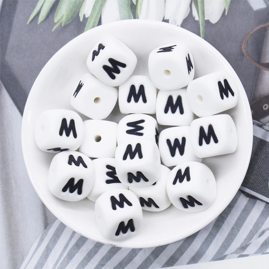100pc Silicone Alphabet Beads Baby Teething Beads For DIY Necklace Pacifier Chain Nursing Accessories Gifts Silicone Teether Toy