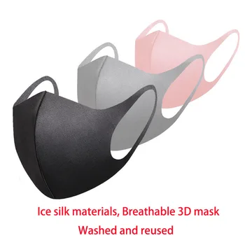 

3D Mask Ice silk materials Well breathable and good protecation Mask Washable and Reused mask black grey pink mask