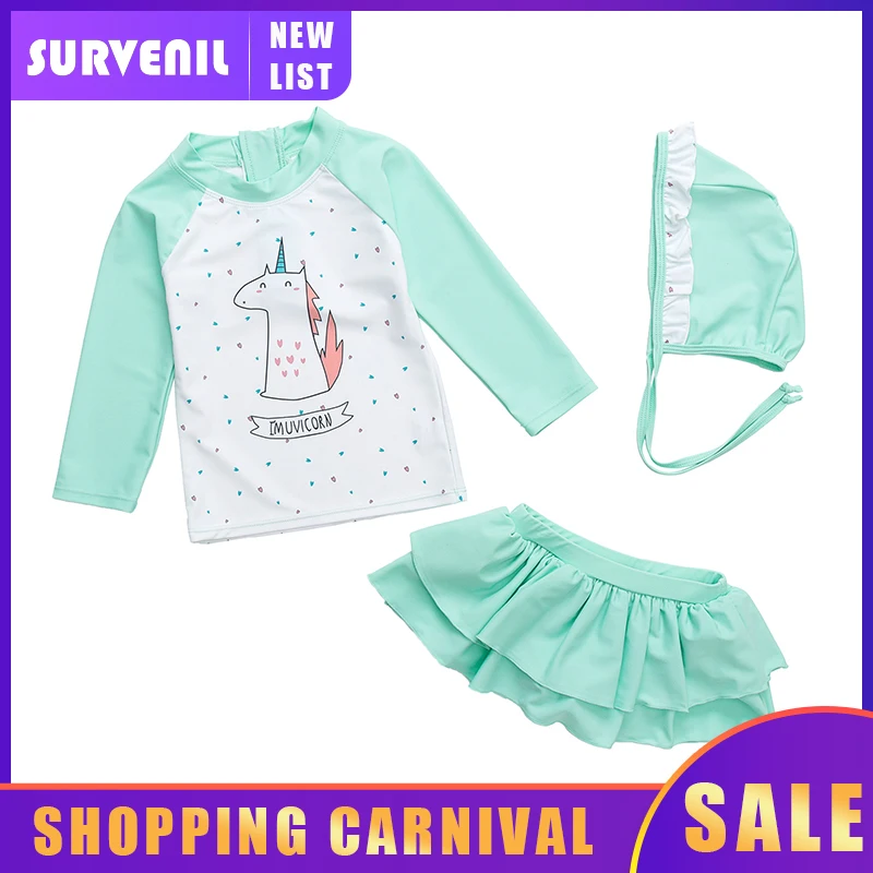 

Swimsuit Girl 3 Pieces Long Sleeve Girls Swimwear Kids Toddler Bikini Set Children's Bathing Clothes Beach Pool Swimming Suit