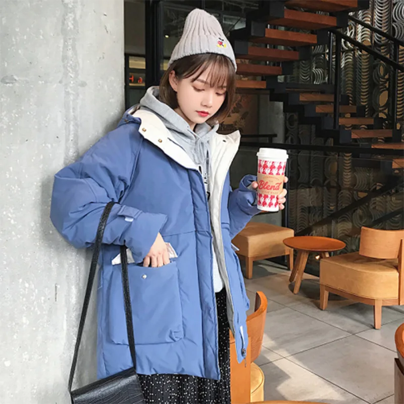 

2019 Winter Cotton-padded Clothes Women's Korean-style Dongdaemun Workwear down Jacket Cotton-padded Clothes Mid-length Thick St
