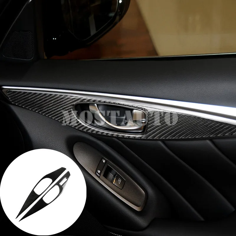 Для Infiniti Q60 Coupe углеродного волокна двери автомобиля панелей, ручек накладка 2013- 2 шт