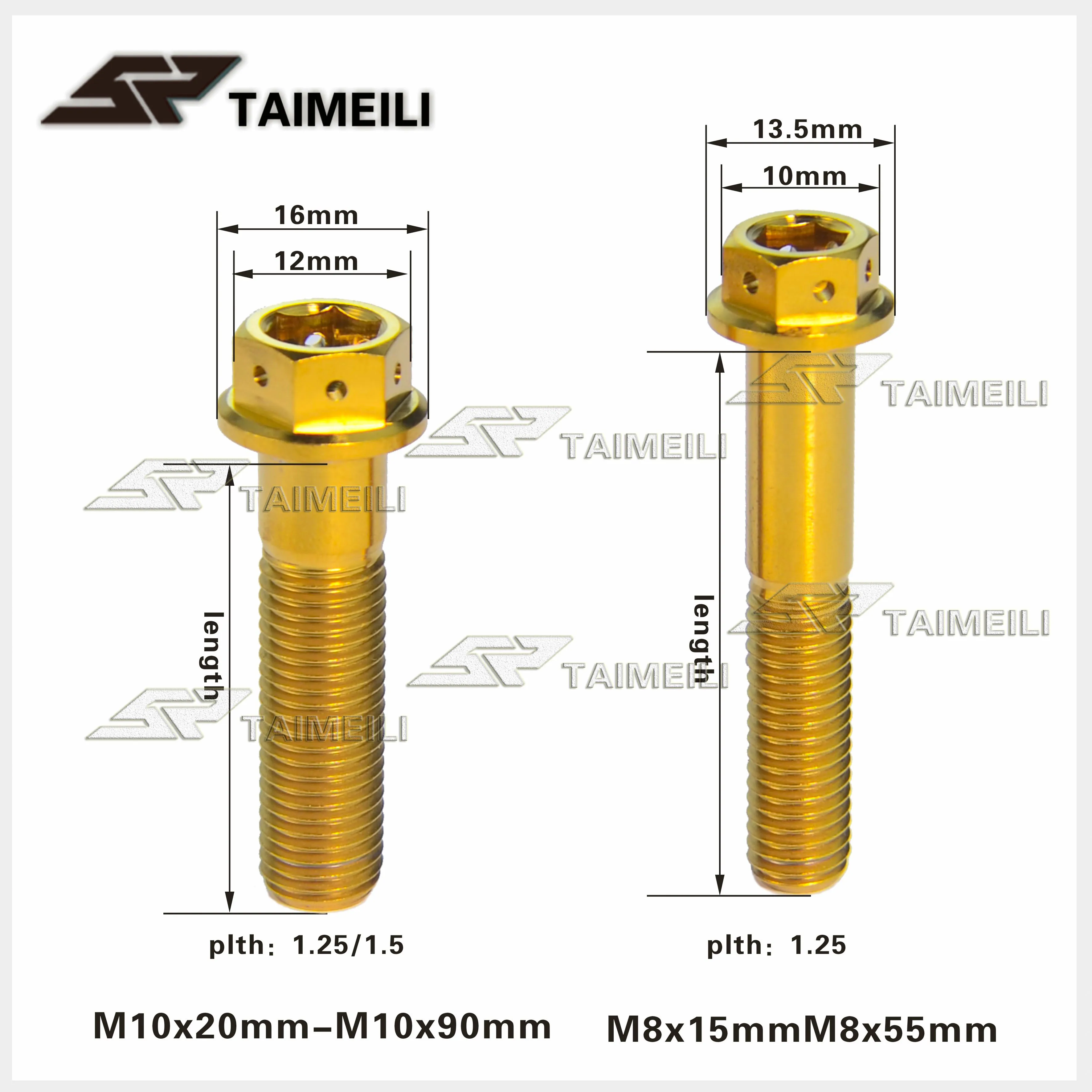 Титановый болт TAIMEILI GR5 фланцевая головка с шестигранной головкой цвет радуги