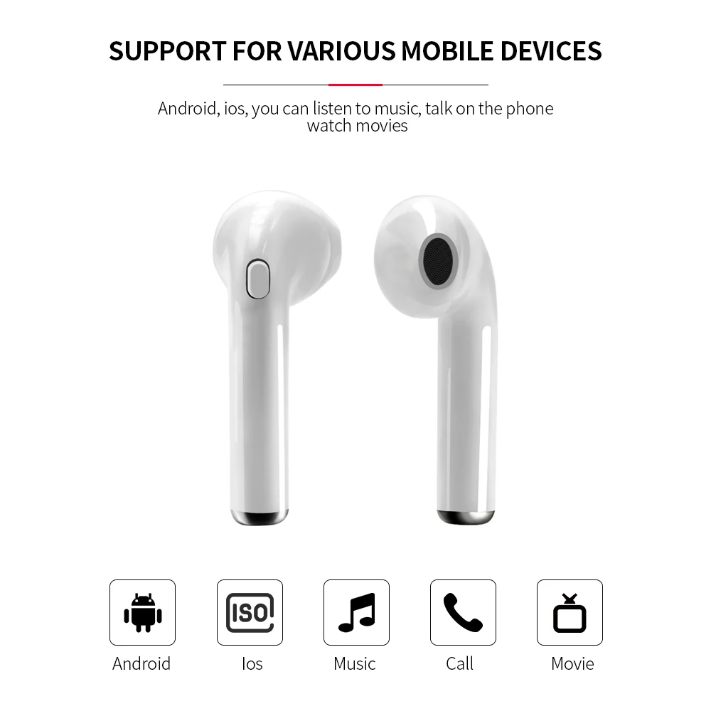 I7s tws bluetooth наушники стерео вкладыши bluetooth гарнитура с зарядным устройством беспроводные гарнитуры для всех смартфонов
