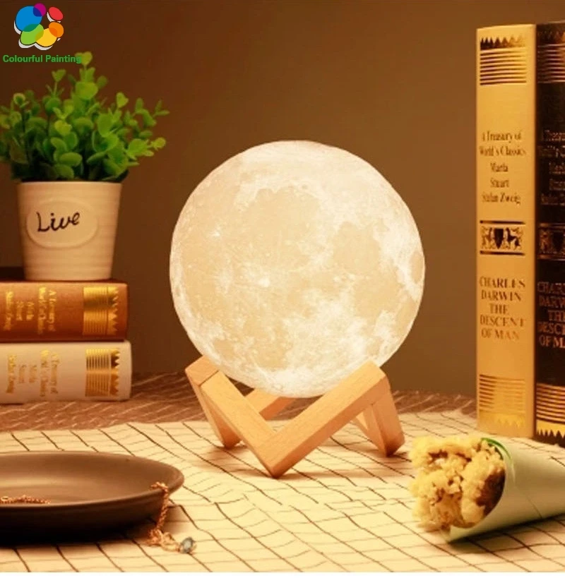 

Hot Sale 3D Print Moon Lamp LED Night Light Creative Touch Switch 3 Color Touch For Bedroom Decoration Birthday Christmas Gift 4