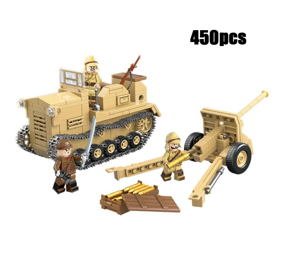 Мировой войны Военный 98 4T движущей силой SHI-KE w/Тип E90 75 мм поле пистолет batisbricks мс блок ww2 Япония армии цифры Кирпичи Игрушки