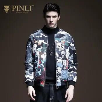 

2019 Rushed Sale Sobretudo Pinli New Winter Men's White Duck Down Youth Vertical Collar Printed Jacket B194108134