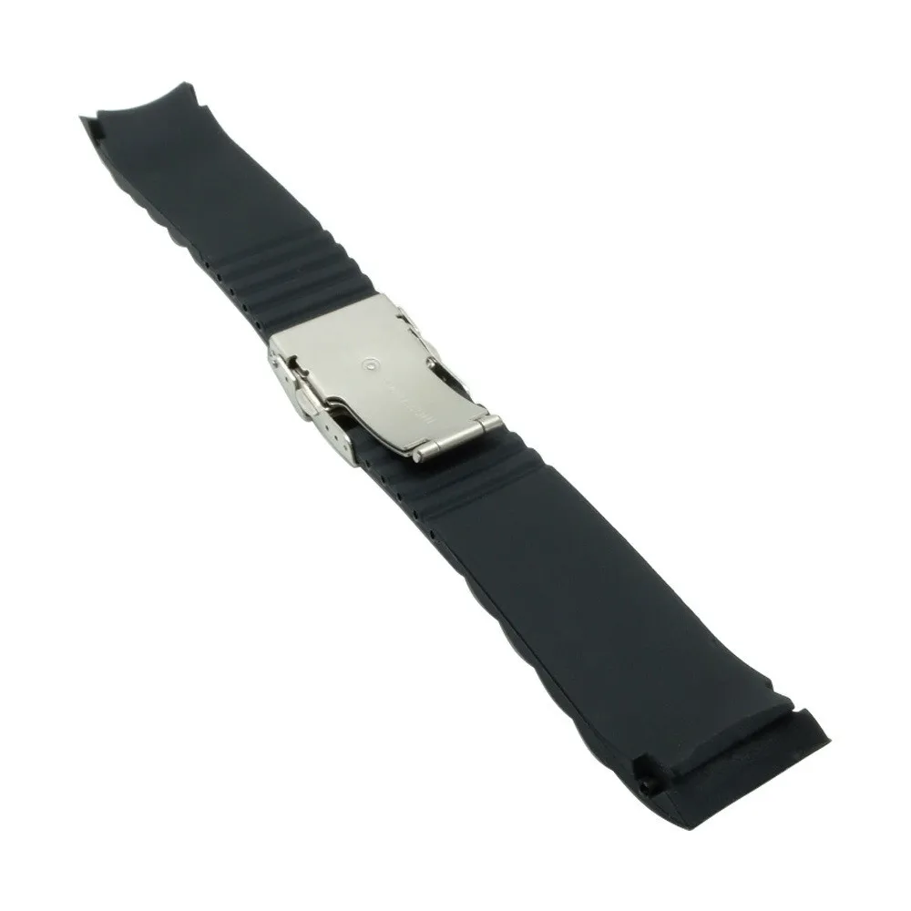 Black Silicone Waterproof Sport Watch Band with Folding Buckle Strap Bracelet