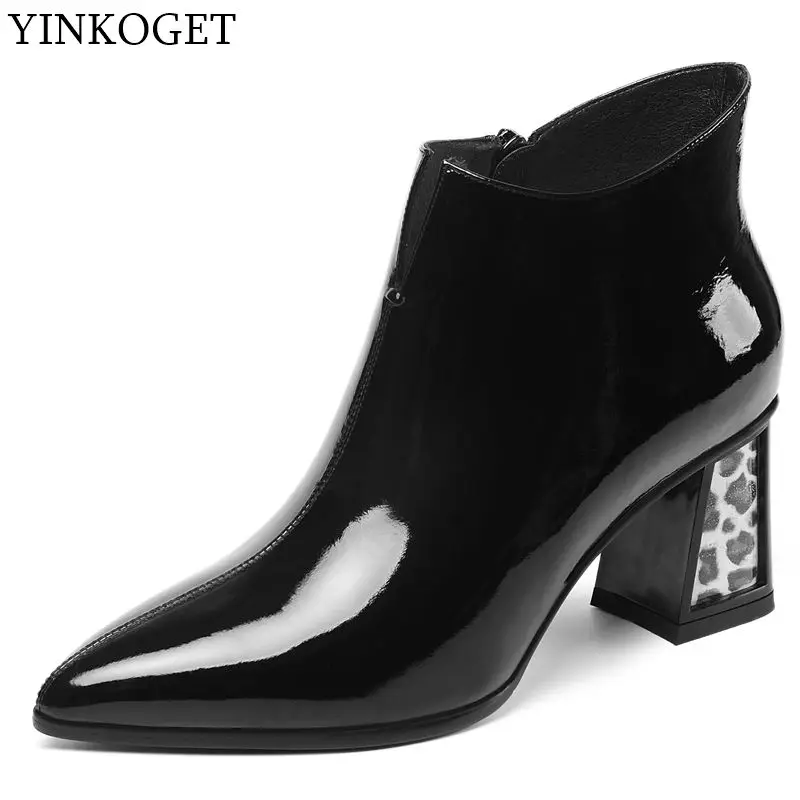 black boots with leopard heel