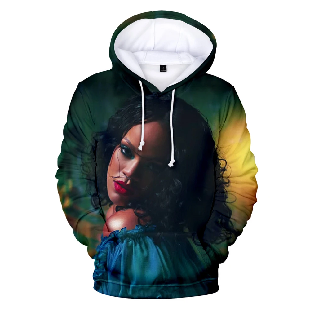 Певица Рианна толстовки 3D печати толстовки Горячая Распродажа Толстовка Harajuku Rihanna одежда с капюшоном плюс размер для женщин