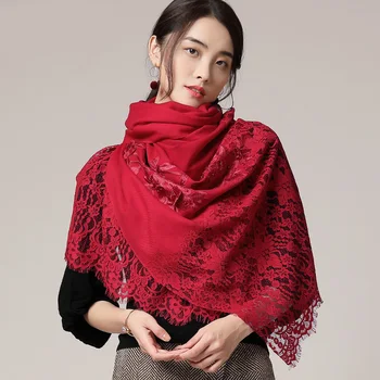 

Women Embroidery Scarf 100% Pure Wool Scarf Bride Red Shawls and Wraps for Ladies Pashmina Wedding Winter Wool Poncho Stoles
