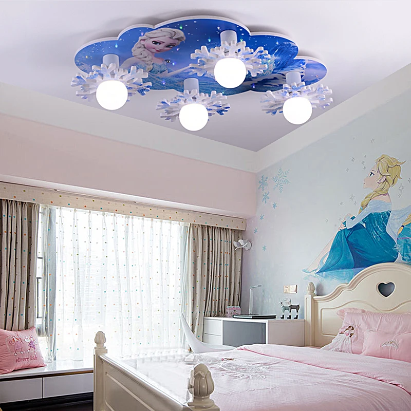 

Children's room ceiling lamp warm creative web celebrity lighting ornaments snow princess elsa ins girl heart bedroom lamp