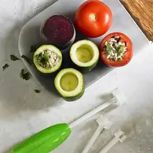 4Pcs/Set Hammer Style Hollow-Out Veggie Drill Replaceable Head Vegetable Spiral Cutter Vege Drill Spiralizer Digging Device