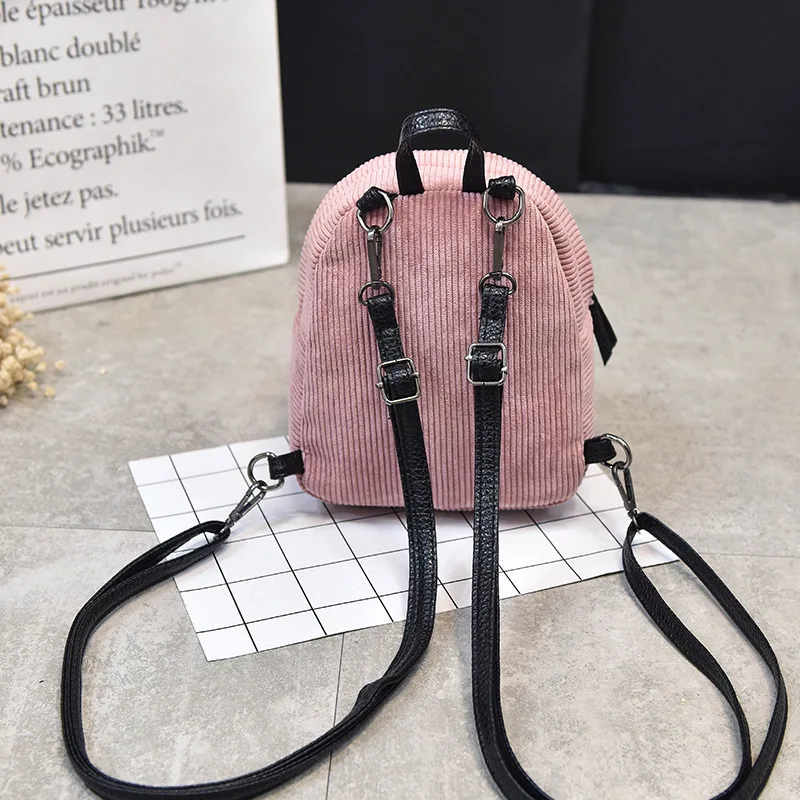 Women Mini Backpack Corduroy Small Crossbody Bag For Teenage Girl Striped Soft Cloth Fabric Shoulder Bag Ladies Kids Phone Purse 4