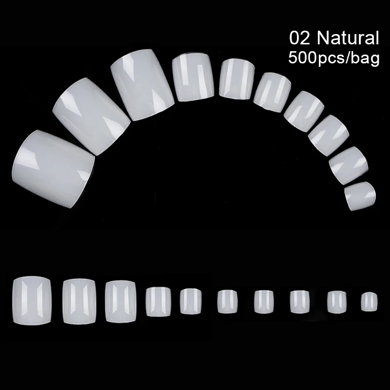 500 Pcs 1 Bag False Toe Nail Tips Clear Professional Full Cover Toenail Plastic Nail Art Tips Manicure Nail Art Tools - Цвет: 02