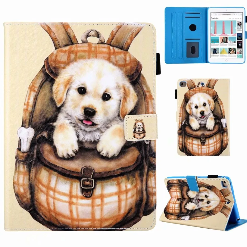 Cartoon Leather Sleep Wake Up Tablet Case For Ipad Mini 1 2 3 4 5 7.9" Universal Lovely Kids Flip Wallet clip Cover Stand+Pen