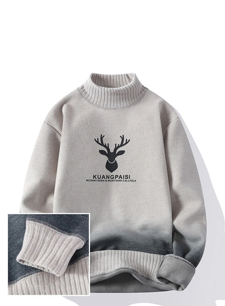 Nanjiren Men Clothing Men Pullovers O-neck Casual Polyester Solid Color Lattice Long Sleeves Plus Velvet Thickening Men Sweater vintage sweaters mens