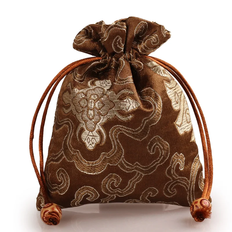 coffee style 14 Высокое качество вышивка Шелковый Подарочный мешочек 11x14 см ювелирные изделия дорожный мешочек для хранения мини конфеты джутовые упаковочные сумки для подарочной сумки(1 шт./лот - Цвет: coffee style 14