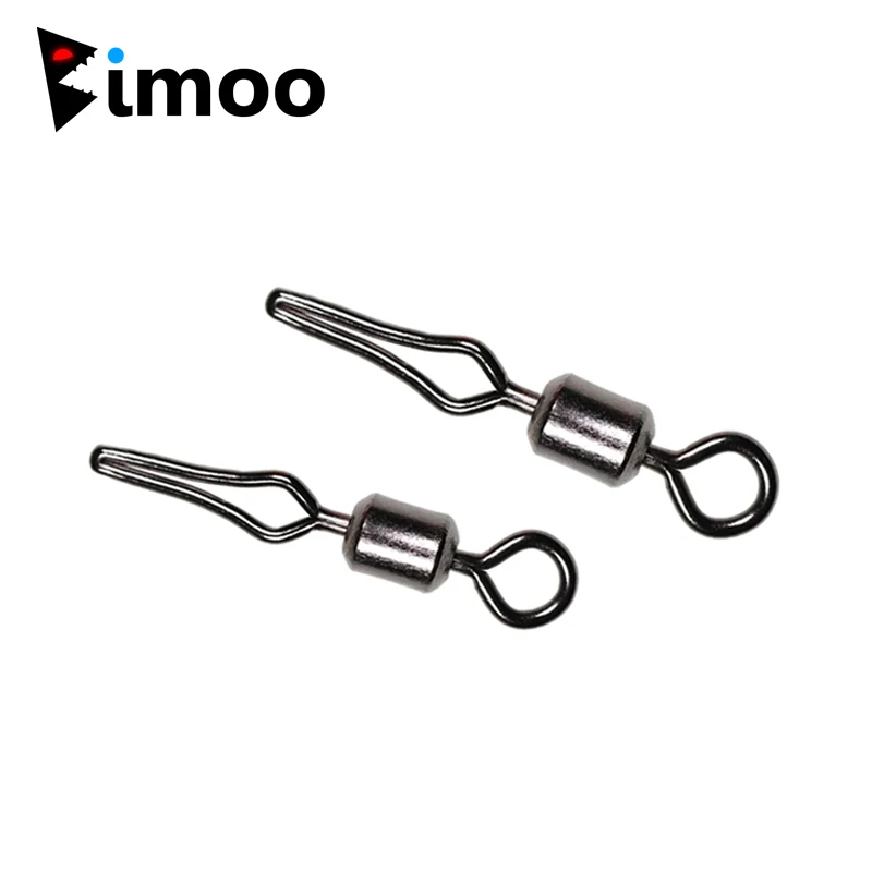 Bimoo 100pcs 360° Roation Copper Swivel with Side Line Clip Fishhook and  Crap Fishing Connector Fishing Swivels Tackle with Snap