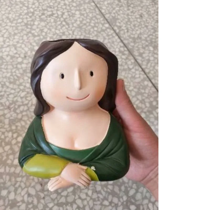 Florero de resina personaje de dibujos animados maceta cara humana florero suculento arreglo повязка на голову sala de estar dormitorio
