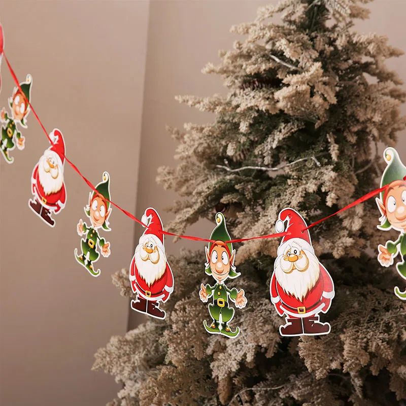 3 м Рождественское украшение Баннер Санта Клаус Снеговик Олень Рождественское дерево носок звезда настенный Бумажная гирлянда для нового года Рождество украшения