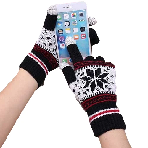 Type 4 H Лидер продаж Модные Guantes для мужчин и женщин зимние теплые перчатки вязание снежинка шаблон полный палец перчатки и варежки Luvas - Цвет: Type 4