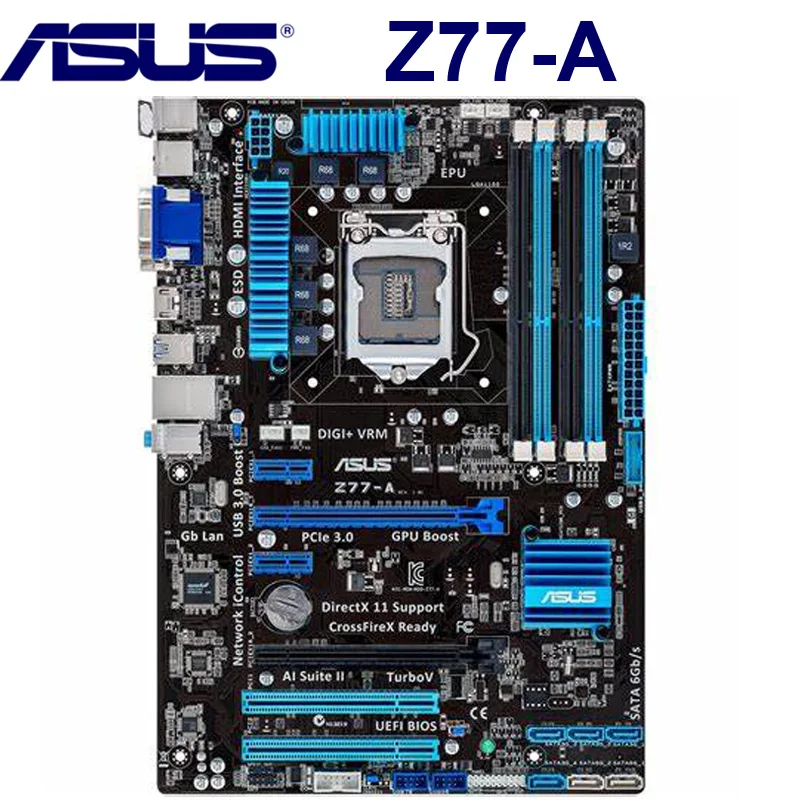 Asus Z77-A для рабочего стола материнской платы LGA 1155 DDR3 USB2.0 USB3.0 32 Гб I3 I5 I7 22/32nm Z77 ПК Материнские платы б/у