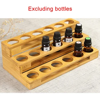 

30ml For Essential Oil 18 Slots Display Showing Compartment Practical Storage Rack Bamboo Ladder Type Space Saving Stand Desktop