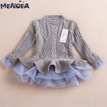 Menoea/плотное теплое платье для девочек; платья мини на Рождество, свадьбу, вечеринку; вязаная зимняя детская одежда для девочек; детская одежда; платье для девочек
