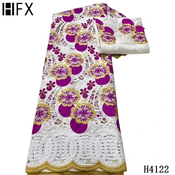 

HFX White Swiss Voile Cotton Lace Fabric Dubai Style tissu broderie africain suisse Nigerian Lace Fabric 2020 High Quality F4122