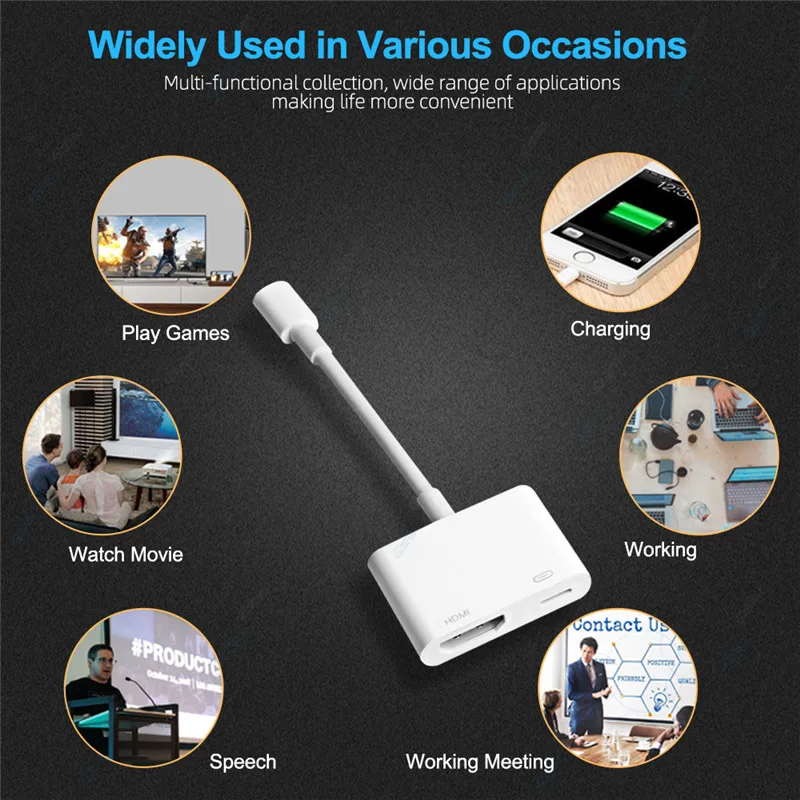 Переходник HDMI разветвитель для iPhone аксессуары для AV HDMI/HD ТВ цифровой OTG кабель адаптер конвертер для iPhone 7 8 X зарядка