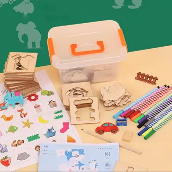 

Baby Toys Drawing Toys Children Drawing Template Boards Wooden Graffiti Interactive Early Learning Educational Toys