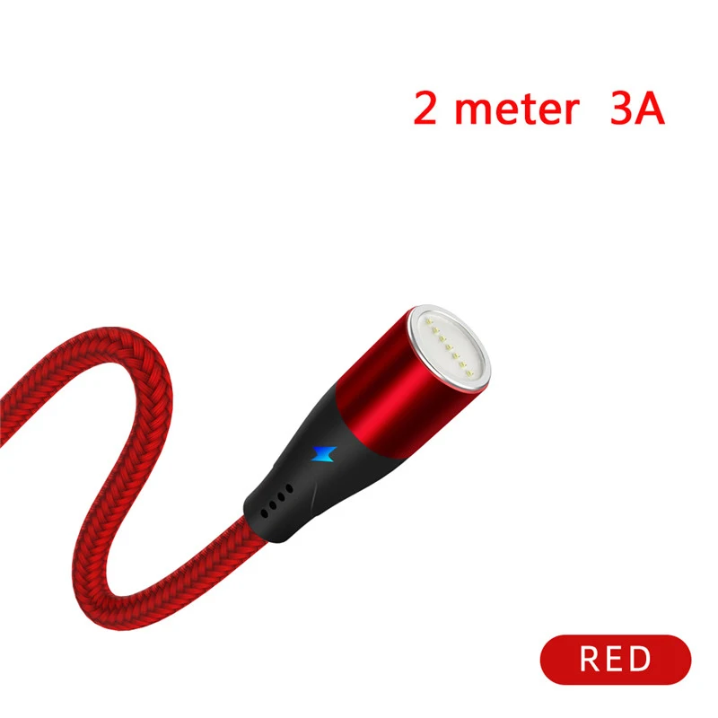 Red 2Meter 3A Магнитный Быстрый зарядный usb-кабель для Iphone type C Micro No Plug 3A/5A нейлоновый магнит быстрое зарядное устройство usb-кабель для samsung Xiaomi - Цвет: Red 2Meter 3A
