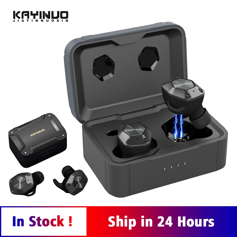  Спортивные стереонаушники KAYINUO 9D TWS, bluetooth 5,0, беспроводная гарнитура с шумоподавлением, беспроводные наушники с зарядным чехлом 