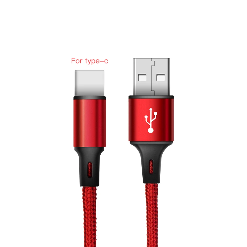 Red for type c Bapick 3A usb type-C кабель для samsung S9 S10 Xiaomi Redmi huawei USB зарядное устройство кабель для передачи данных 0,25 м 1 м 2 м 3 м провод для мобильного телефона - Цвет: Red for type c