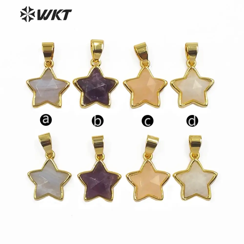 mix (Randomly send) WT-P1493,, подвеска из натурального камня, ожерелье в форме звезд с золотым кулоном, женские подвески, ювелирные изделия ручной работы - Окраска металла: mix (Randomly send)