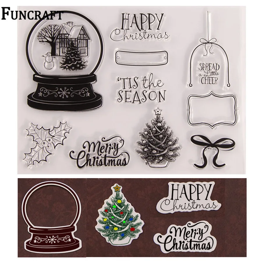 Изящный хрустальный шар рождественские буквы фонарик Бабочка бант елка штампы и