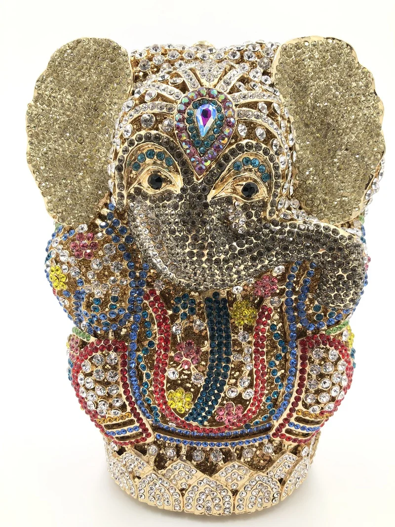 Bee In Fly 3D Thai Buddhism Elephant Crystal Women Evening Clutch Bags Wedding Formal Dinner Handbags and Purses Party Bag | Багаж и сумки