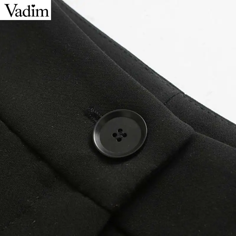 Vadim Женские базовые черные брюки на молнии, дизайнерские женские повседневные брюки с карманами, шикарные однотонные брюки до щиколотки, брюки KB179