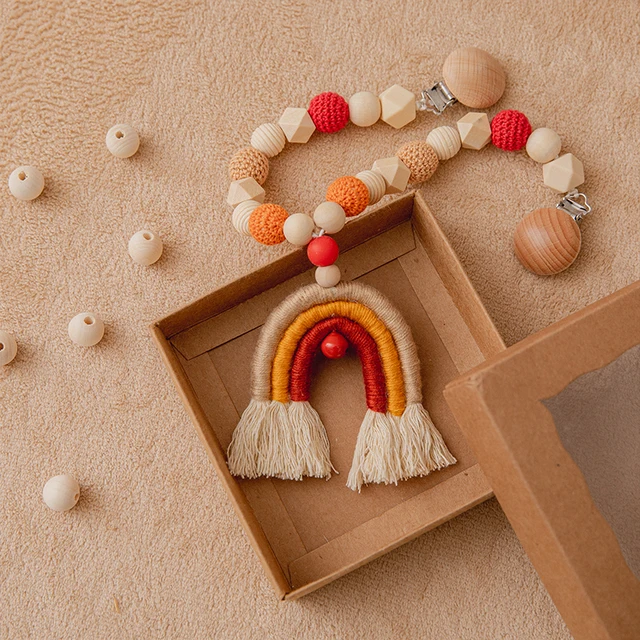 1Pcs Baby Toy Wooden Pram Clip Baby Mobile Pram Baby Bed Hanging Rattles Toy Crochet Beads Bracelet Pram Clip Newborn Bed Bell 3