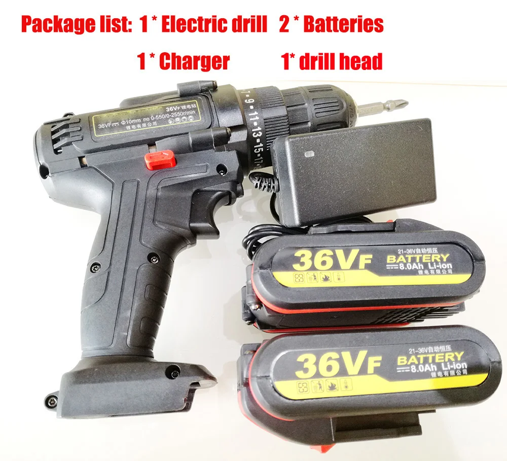 50NM Electric Screwdriver 36V Cordless Drill Lithium Battery Rechargeable Power Cordless Screwdriver Screw