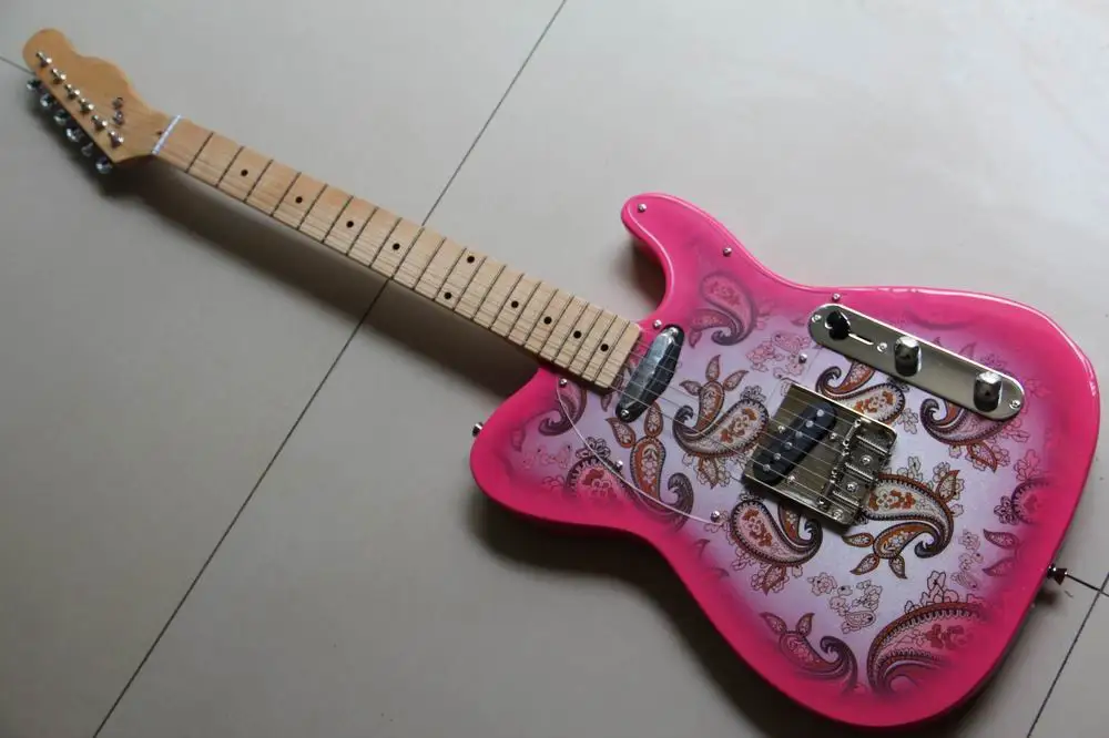 Wholesale Guitars China Guitar New Tel Model electric pink flowers body precision production 130415 | Спорт и развлечения