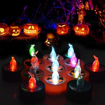 

12pcs/set Holiday Lighting Tea Light Flameless Candle Party Atmosphere Halloween Pumpkin Ornaments Led Living Room Festival