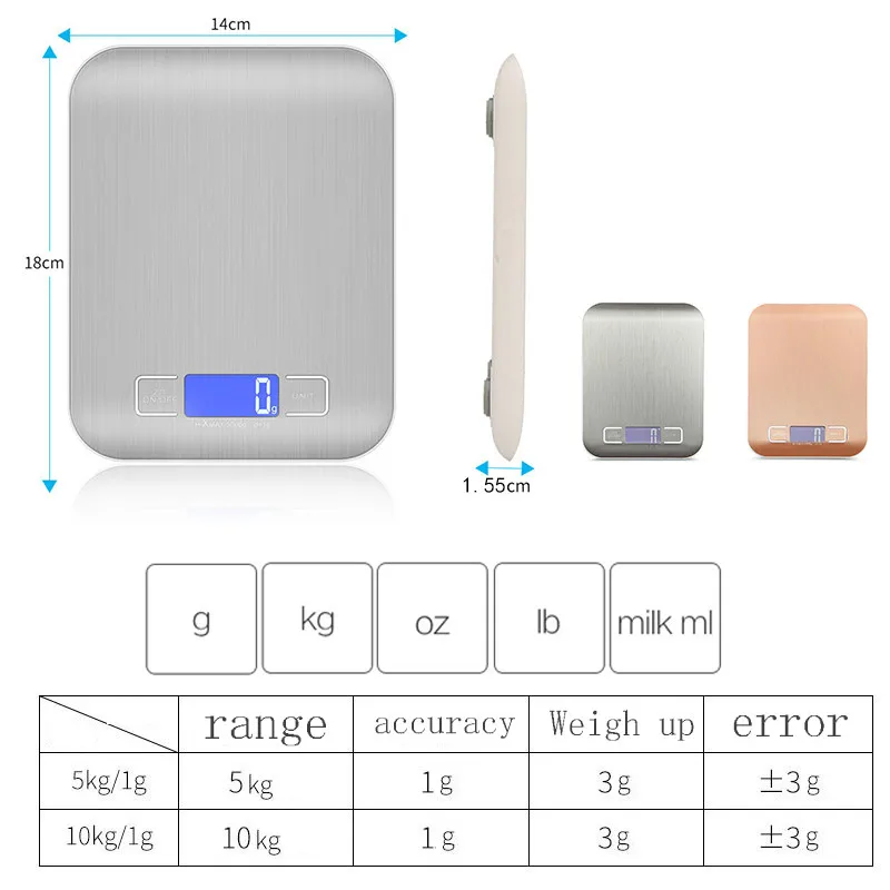 DIDIHOU кухонные весы 5 кг/10 кг 1 г высокоточные цифровые весы для взвешивания продуктов с ЖК-дисплеем с подсветкой электронные весы