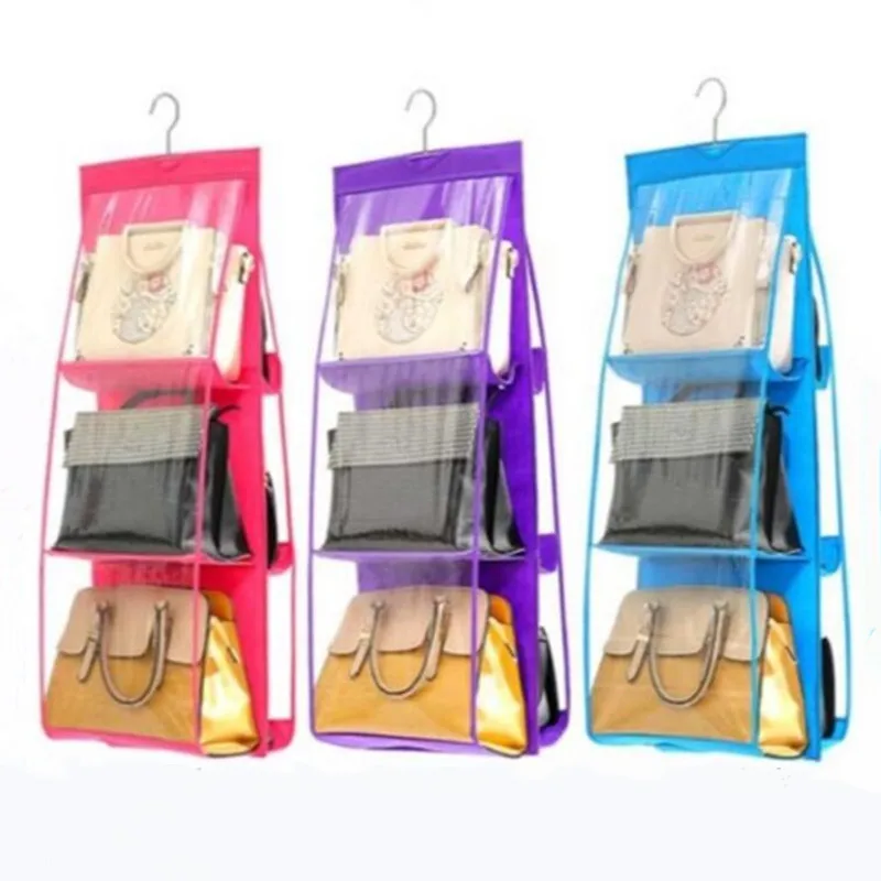 

1PC Hanging Handbag Organizer Dust-Proof Storage Holder Bag Wardrobe Closet for Purse Clutch with 6 Larger Pockets